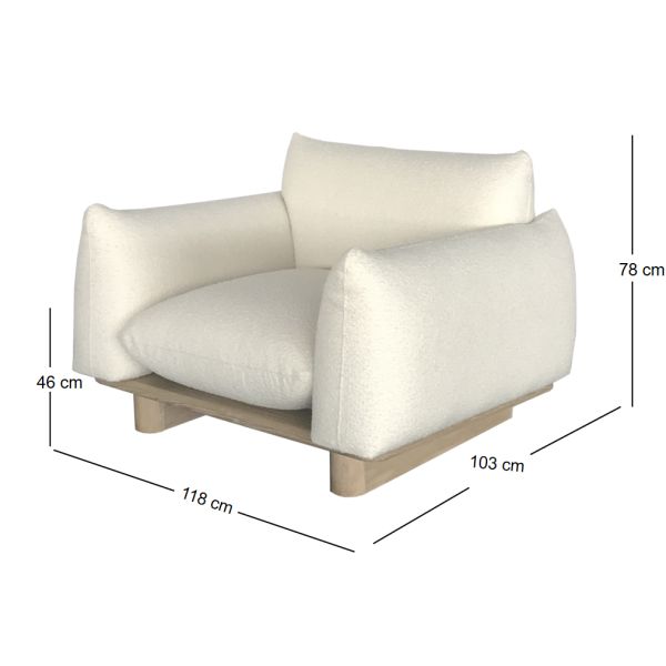Scandinavian Boucle Lounge Chair with Solid Wood Platform SF-001A