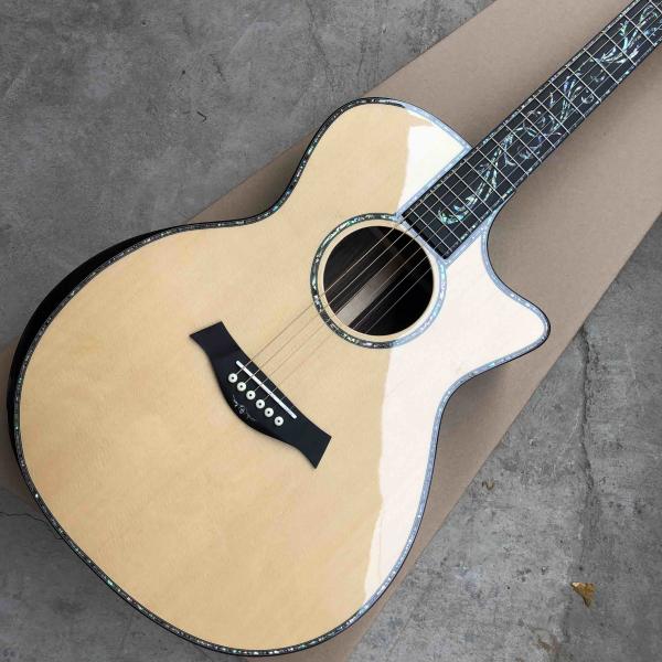 Custom 41Acoustic Guitar Arm Rest Abalone Ebony Fingerboard Matte Finish Solid Spruce Top Electric Acoustic Guitar