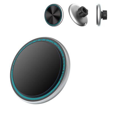 Iphone 15 Pro Max Charger Magnetic Wireless Car Phone Holder With Metal Running Light And Logo Carving Option