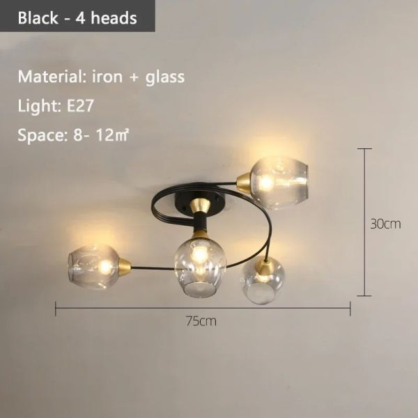 Nordic Glass Ceiling Light Grey Pendant Lamp for Living Room Bedroom Modern Indoor Hanging （WH-AP-681）