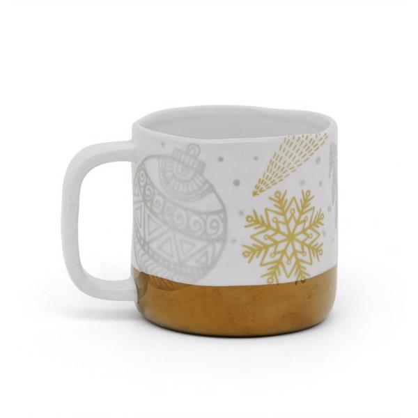 Рождественская кружка Керамическая чайная кружка Кофейная кружка Электропластированный декальный фарфор Золотой белый