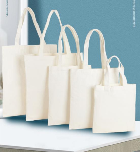 Blank 10OZ  12OZ 100% Cotton Canvas Shopping Bags With Handles Plain For Craft Painting Gift