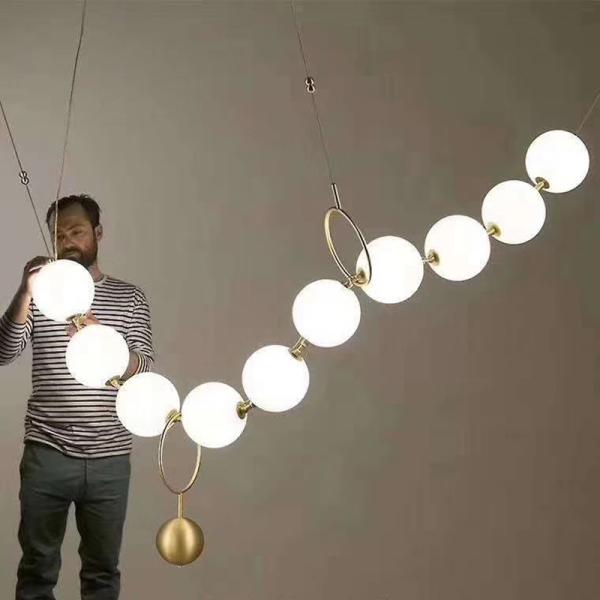 Showroom Hall Personality Bubble Lamps Luxury Simplicity Pearl Necklace Long LED Chandelier(WH-MI-157)