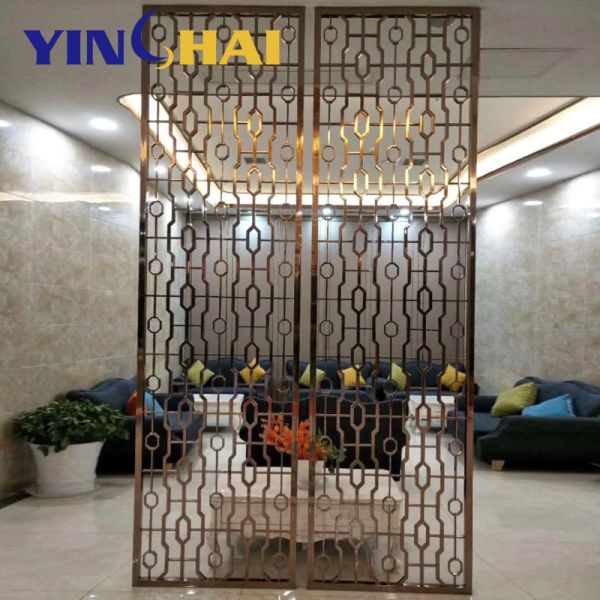 Laser Cut Stainless Steel Screen Partition Floor To Ceiling Modern Metal Screen Divider