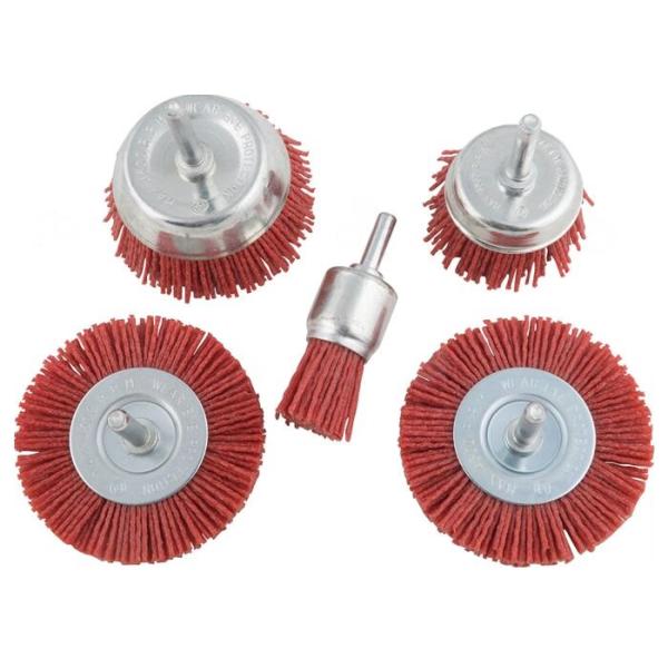 Red Bristle Nylon Filament Abrasive Wire Brush Kit for Drill