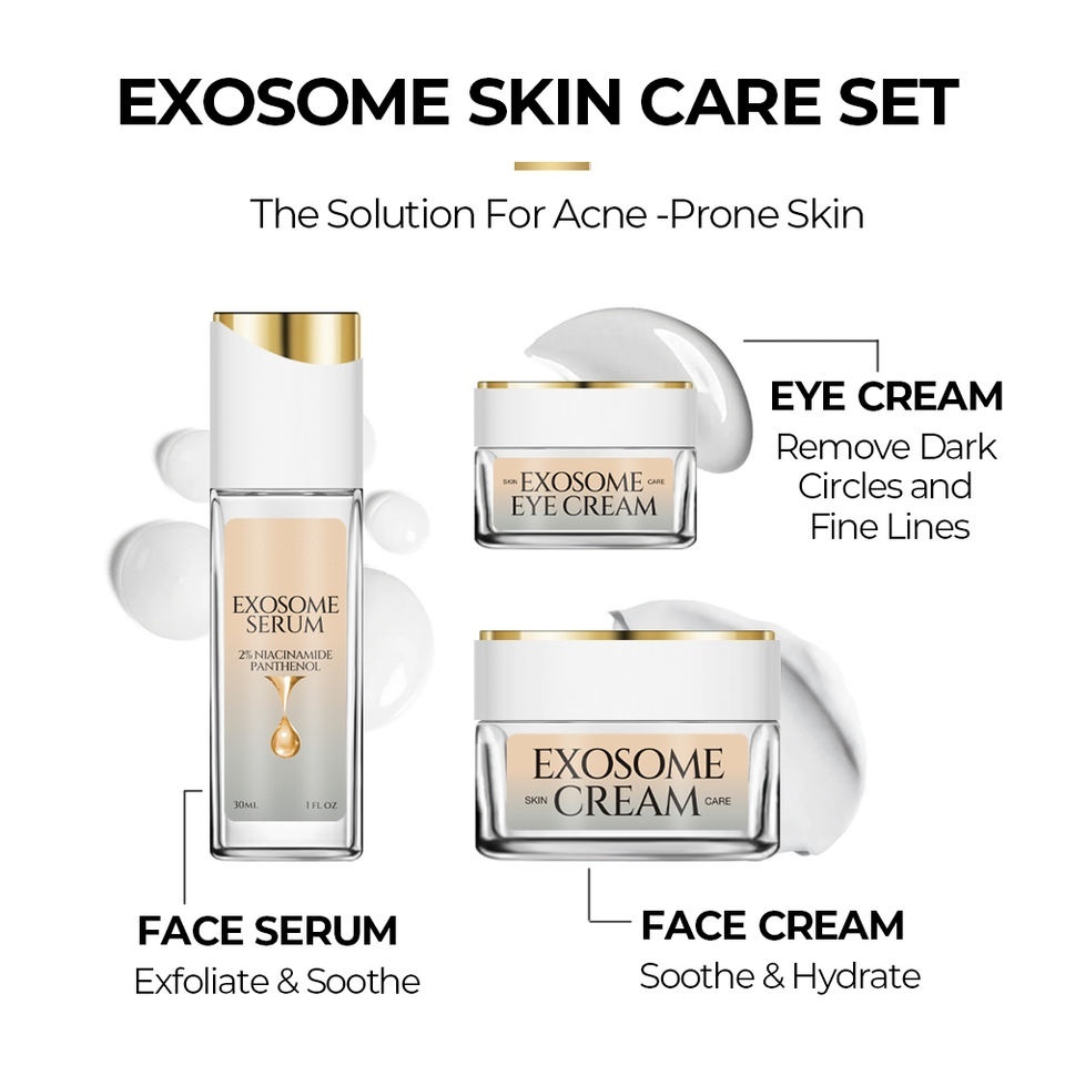 OEM ODM Korean Organic Natural Anti Aging and Anti Wrinkle Facial Skincare Serum Exosome Collagen Hyaluronic Acid Hyaluronic Acid Skincare Set