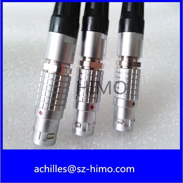 Quick locking 3pin lemo circular straight plug connector cable assembly