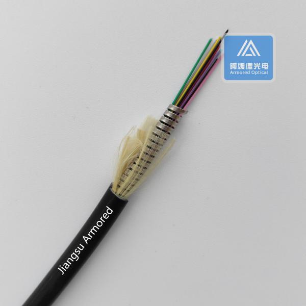 12 núcleos Cable de fibra blindado en espiral de 6,0 mm TPU negro resistente a roedores FTTH