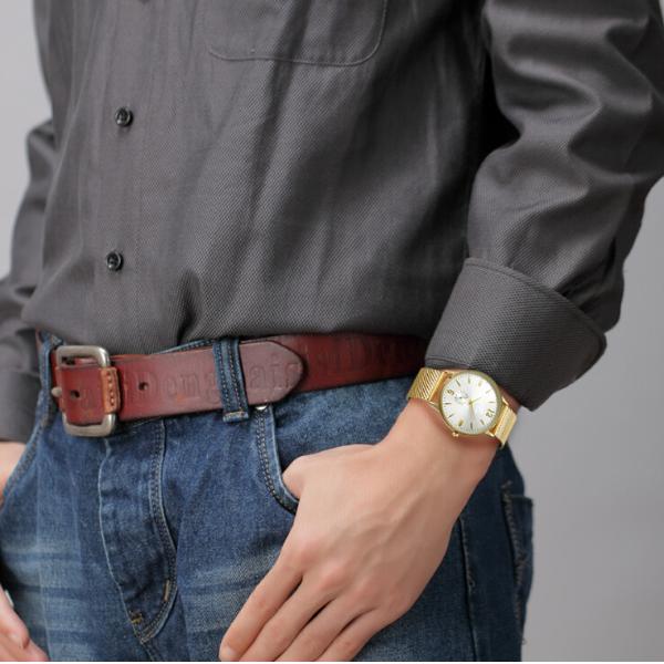 Покрытый ИП логотип ОЭМ дозора золота кварца изготовленный на заказ с диапазоном сетки нержавеющей стали