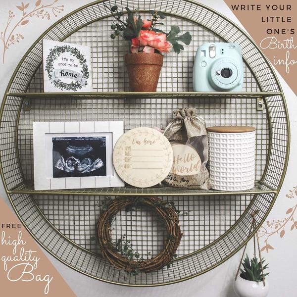 Custom Baby Milestone Cards 12 Pieces Baby Milestone Cards Wooden Commemorate Baby Birth Monthly Recording Card