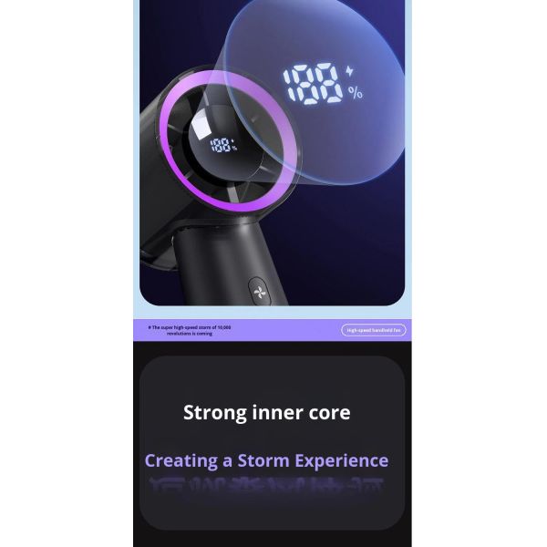 Handheld Fan with 1200mAh Battery Brushless Motor and Digital Display Mini Portable USB Fan