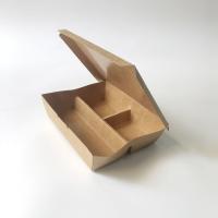 Boîte de papier kraft jetable à emporter Contenant alimentaire 3 compartiments Emballage alimentaire en papier