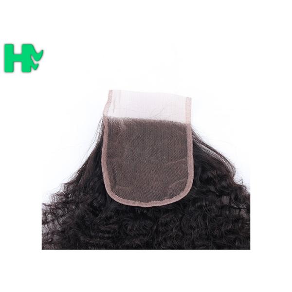 Comfortable Soft Silk Base Brazillian Human Hair Closure Kinky Curly Style