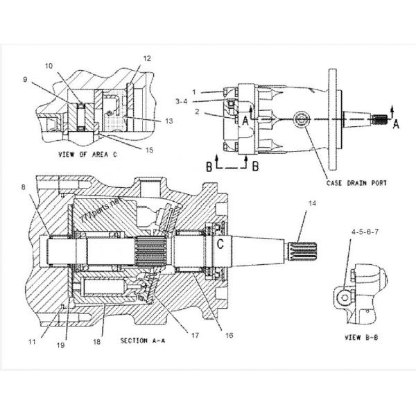 Вентиляторный двигатель 129-2413 поршеня 74315RAA 980G 824G гусеницы гидравлический
