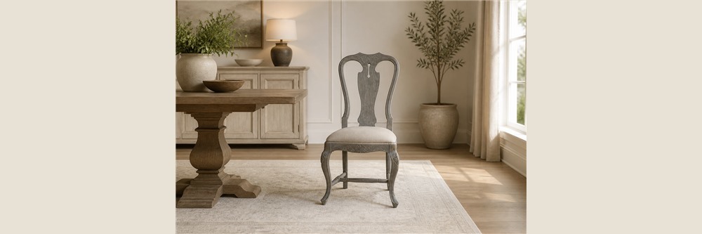 Queen Anne Upholstered Wood Dining Chair CYC-070