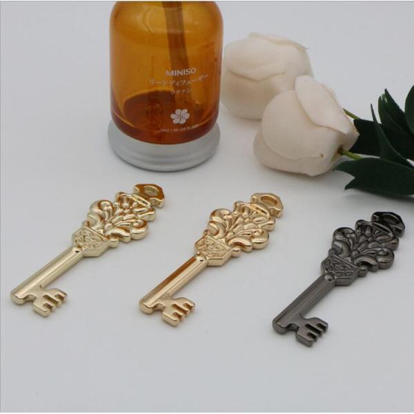 Retro customized light gold & gunmetal color bag hardware accessories decorative metal key for leather