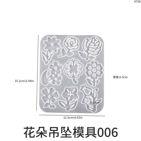 DIY crystal drop glue flower shaped earring pendant mold, leaf bouquet flower, rose petal shaped pendant hanging mold