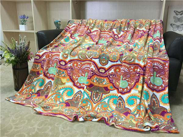 Colored Lightweight Flannel Blanket , Soft Printed 100 Polyester Throw Blanket