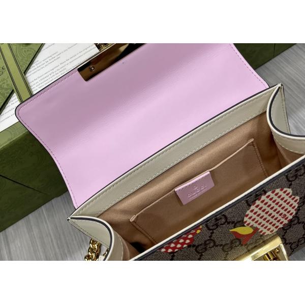 Retro Art Padlock Chain Handbag Monogram Leather Many Stars Love 13cm Width