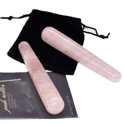Natural Rose Quartz Gua-Sha Tool Wave Shape Massage Therapy with Engrave Logo
