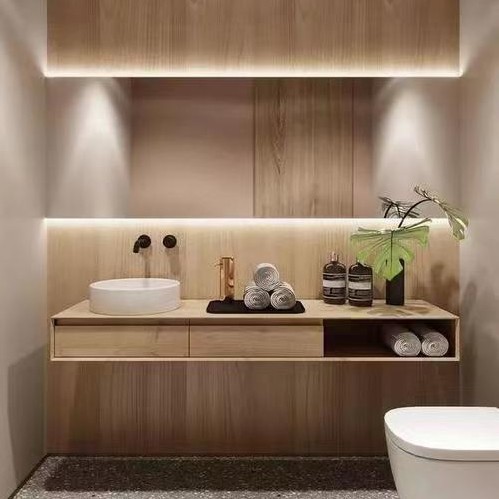 Wall Mounted Hotel Bathroom Vanity YALIG Modern Cabinet with Included Countertop