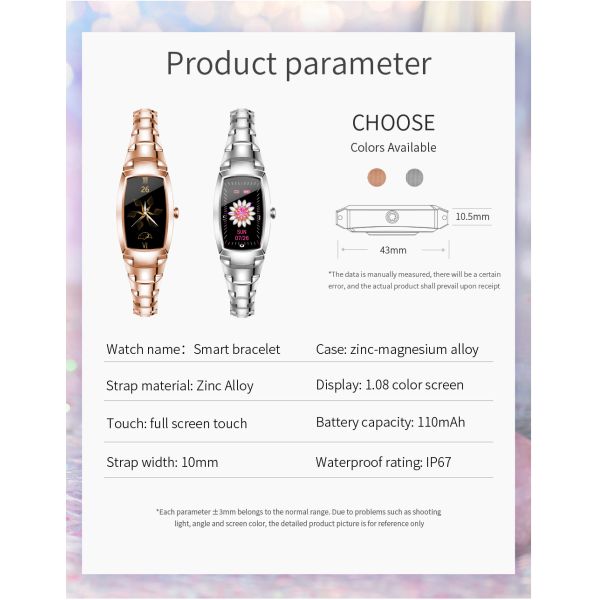 Eraysun Hot Sales H8pro Fashion Women Smartwatch for Android IOS Tracker Pressure Lady H8 Pro Smart Watches
