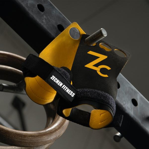 Double Layer Crossfit Hand Grips Yellow Microfiber Leather Gymnastics Pull Up Hand Protectors