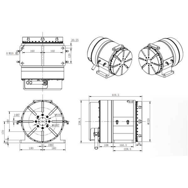 Ultra High Precision DD 4 Axis Rotary Table High Efficiency For Industrial