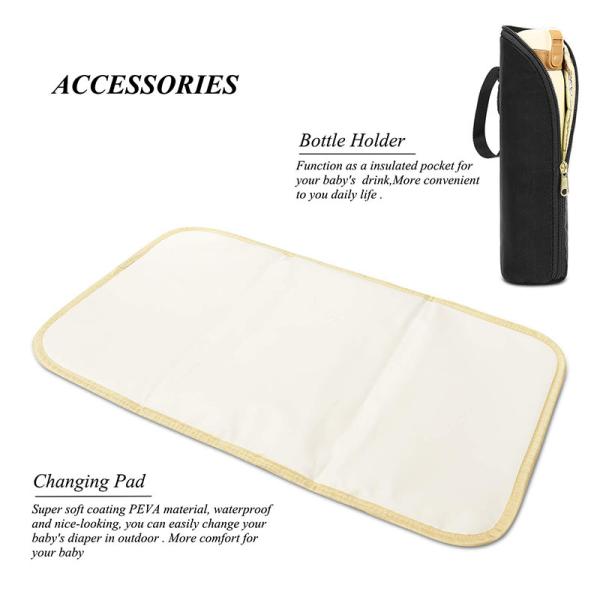 Large Capacity Diaper Bag Backpack Water Resistant With Insulated Water Bottle Bag