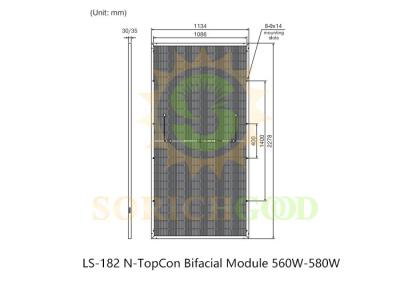 30A 560W 182 N-TopCon Bifacial Module For Monocrystalline Silicon Panels