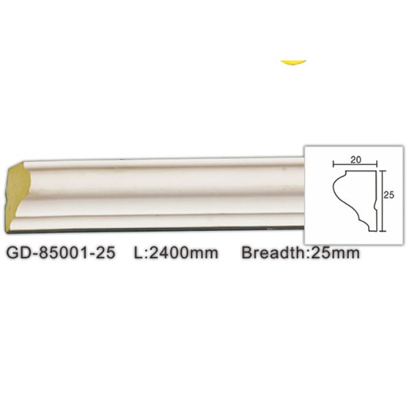 85001 24mm Hot Sale Light Weght Primed White small PU Smooth Waterproof Moulding