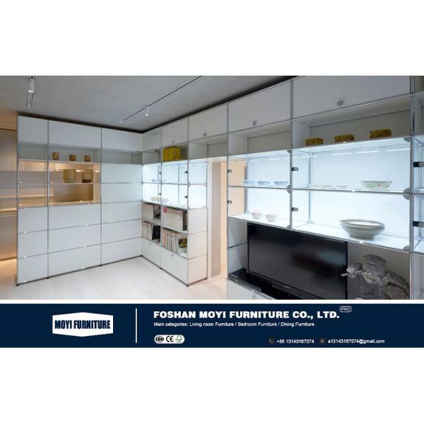 MOYI Large Storage Wall Unit Display Wine bar Divider Cabinet Designs Stainless Steel Console Modern Living Room Cabinet