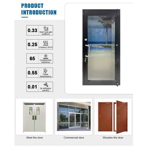 USA American Modern Design Storefront Front Glaze White Swing Entry Commercial Kfc Chicken Aluminium Door