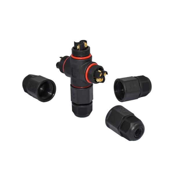 PVC Pa66 9mm Cable Waterproof Screw Connector 3 Pin Male IP68