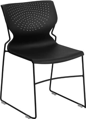 Black Plastic Stacking Chairs Full Back Plastic Stack Office Side Chair