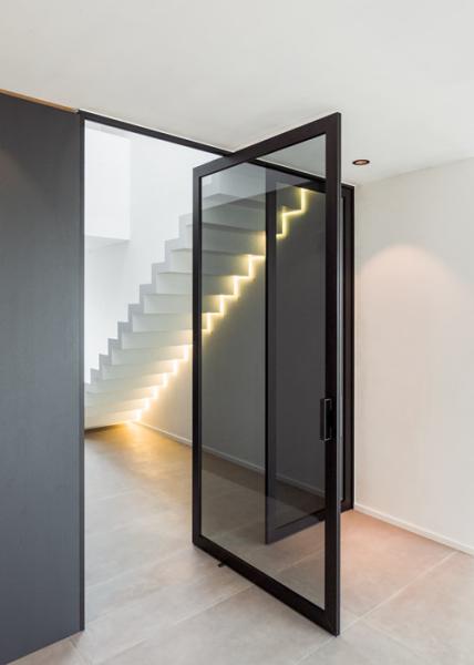 Floor Spring Aluminum Pivot Doors Wood Grain Transfer Surface Treatment entrance pivot door pivot door modern exterior