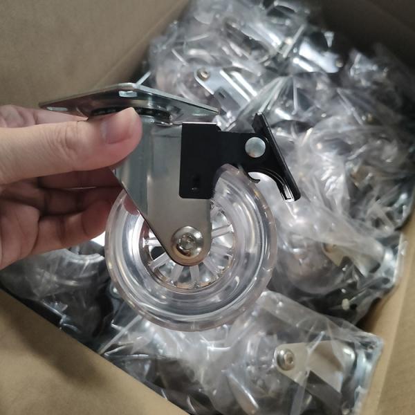 3 Clear PU Wheel Soft Casters For Chairs Threaded Stem Swivel Castors