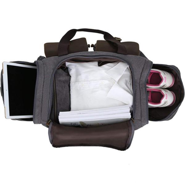 Canvas Leather Patchwork Garment Weekender Bag Large Capacity For Academic Travel