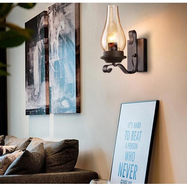 Retro industrial light iron wall lamp creative restaurant corridor bedroom bedside glass wall light (WH-VR-40)