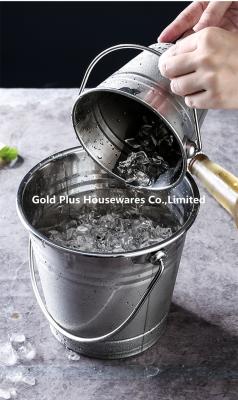 0.8L Promotion outdoor stainless steel ice bucket with handle for bar metal champagne beer wine keg cooler
