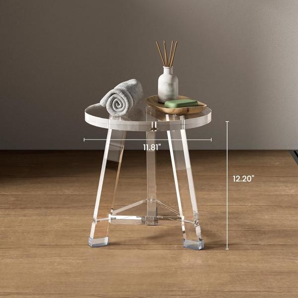 Muebles acrílicos a medida impermeables desmontables Lucita taburete de baño acrílico redondo