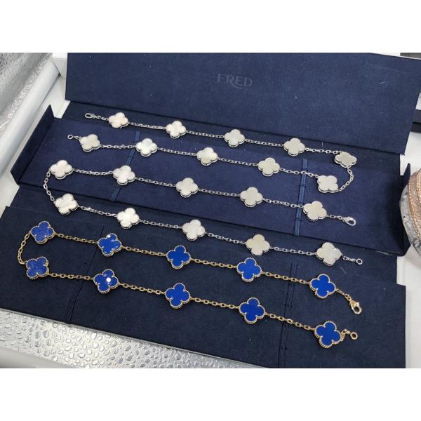 Fantastic  Van Cleef & Arpels 18k Gold Vintage Alhambra Necklace 10 Motifs