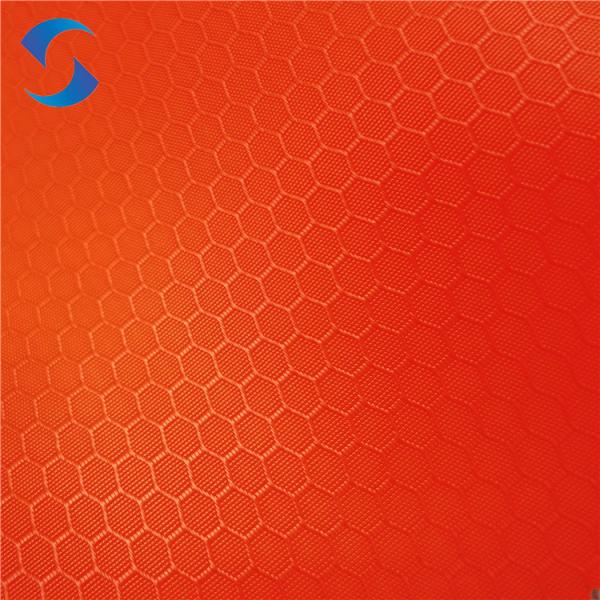 Honeycomb Hexagonal football Fluorescent orange 300D Oxford Fabric With PU1000 Coating