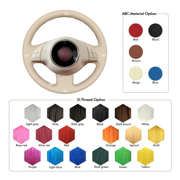 Custom Hand Sewing Beige Artificial Leather Steering Wheel Cover for Fiat 500 500c 2008 2009 2010 2011 2012