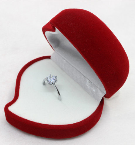 Heart Trinket Small Jewelry Velvet Box Red Color Recycled For Wedding