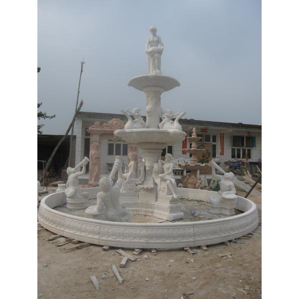 Pink Marble cherubs Statue Stone wall Fountain Outdoor