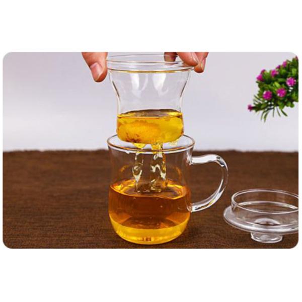 Стеклянная чашка Инфузер чая темного защитного стекла подгоняла логотип для офиса/перемещения