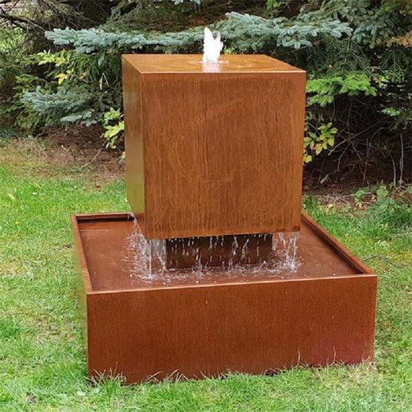 ISO9001 Corten Steel Cascade Cubic Block Floating Water Feature