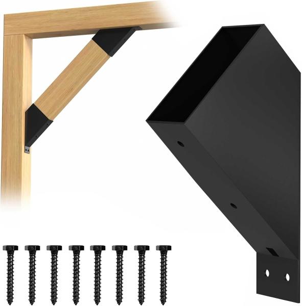 Corrosion Resistant Black Pergola Wall Brackets 4-Pack For Wall Mounting