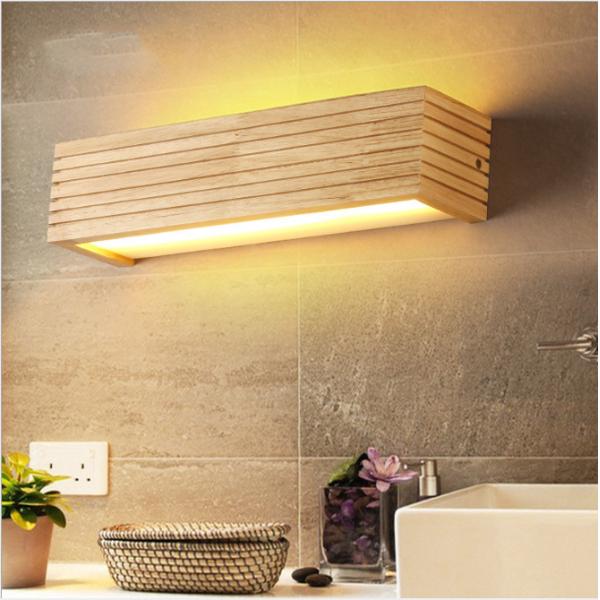 Nordic Solid Wood Wall Lights Staircase Corridor Rectangular Bathroom LED Wall Lamp(WH-MR-68)